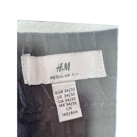 H&M Regular Fit Mens Cropped Pants 34/32 Linen & Polyester Blend Elastic Waistba - Picture 3 of 10